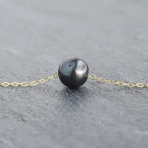 Black Freshwater Pearl w/ Cable Chain