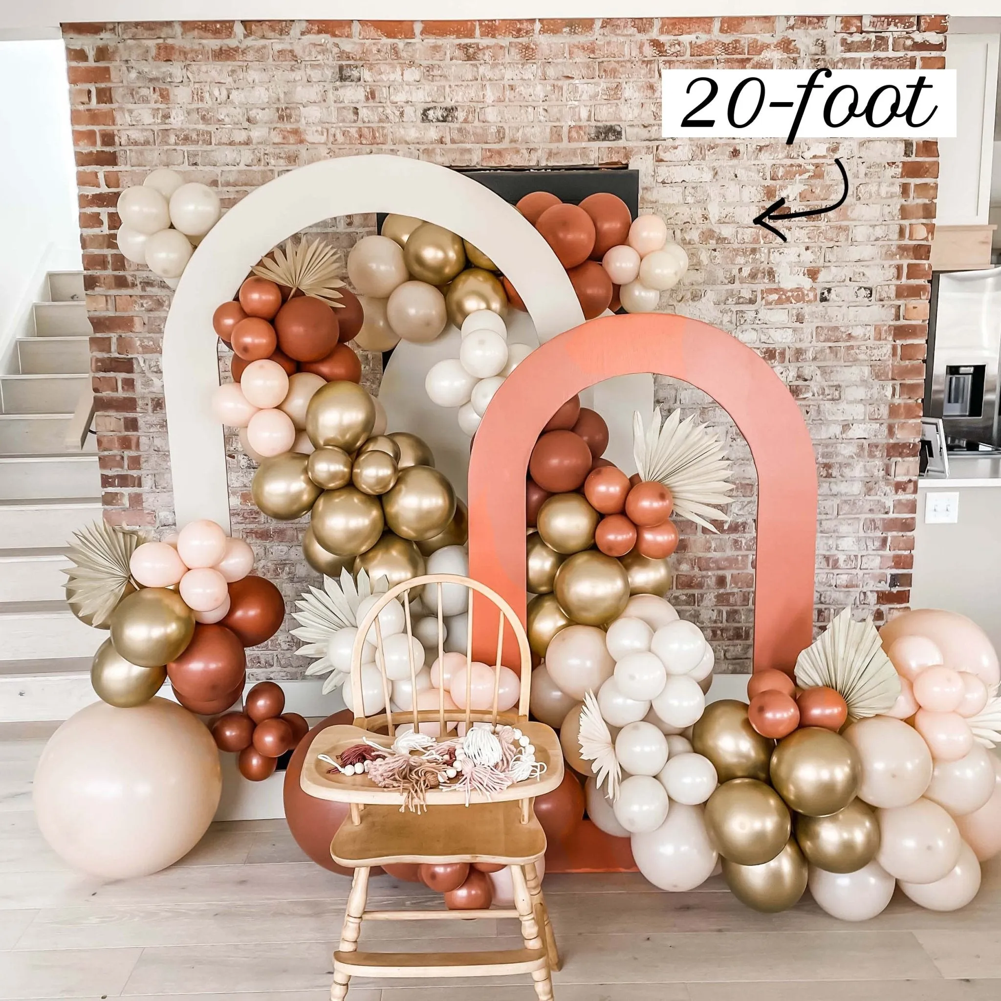 Boho Rustic Balloon Arch Kit - Burnt Orange and Gold Balloon Garland Kit