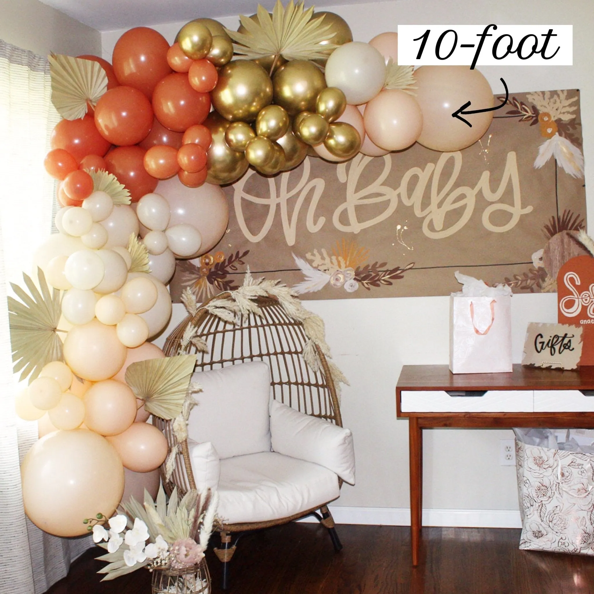 Boho Rustic Balloon Arch Kit - Burnt Orange and Gold Balloon Garland Kit