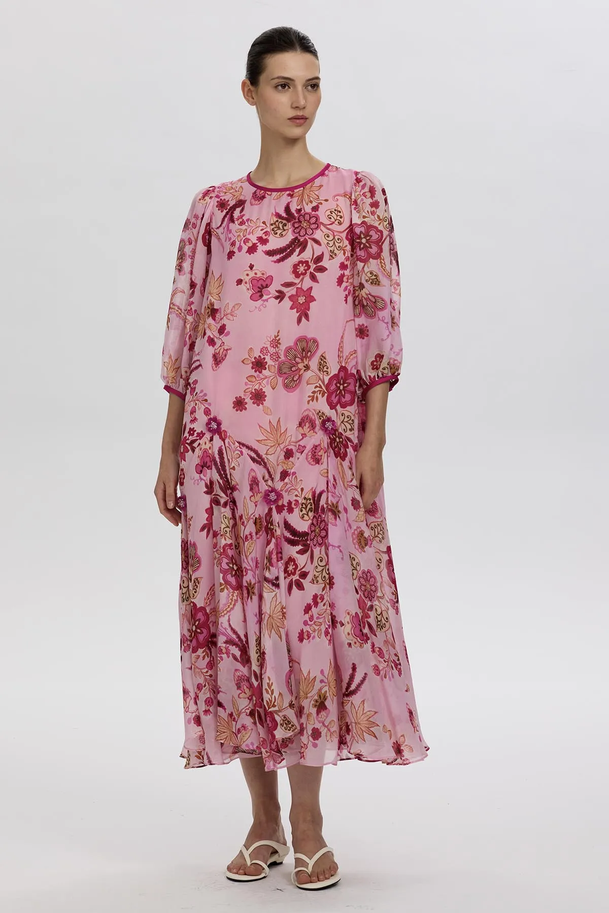 Bree Romantic Floral Silk Dress