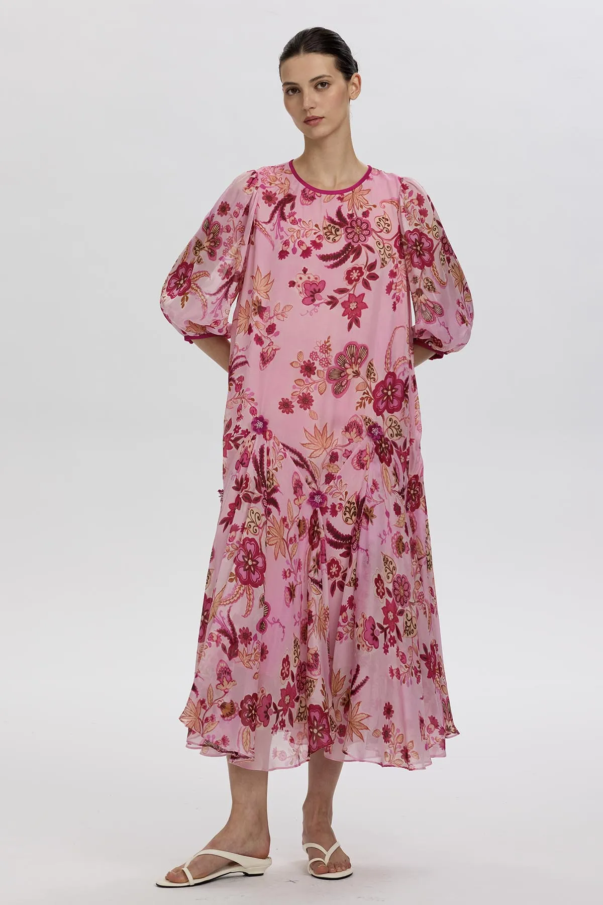Bree Romantic Floral Silk Dress