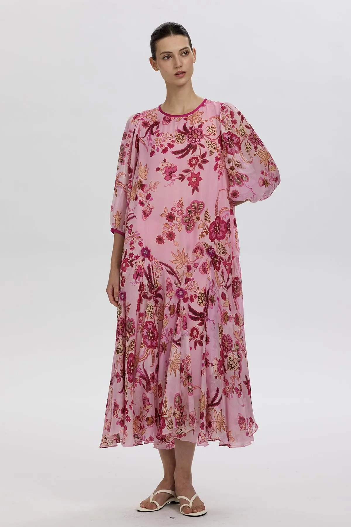 Bree Romantic Floral Silk Dress