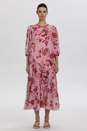 Bree Romantic Floral Silk Dress