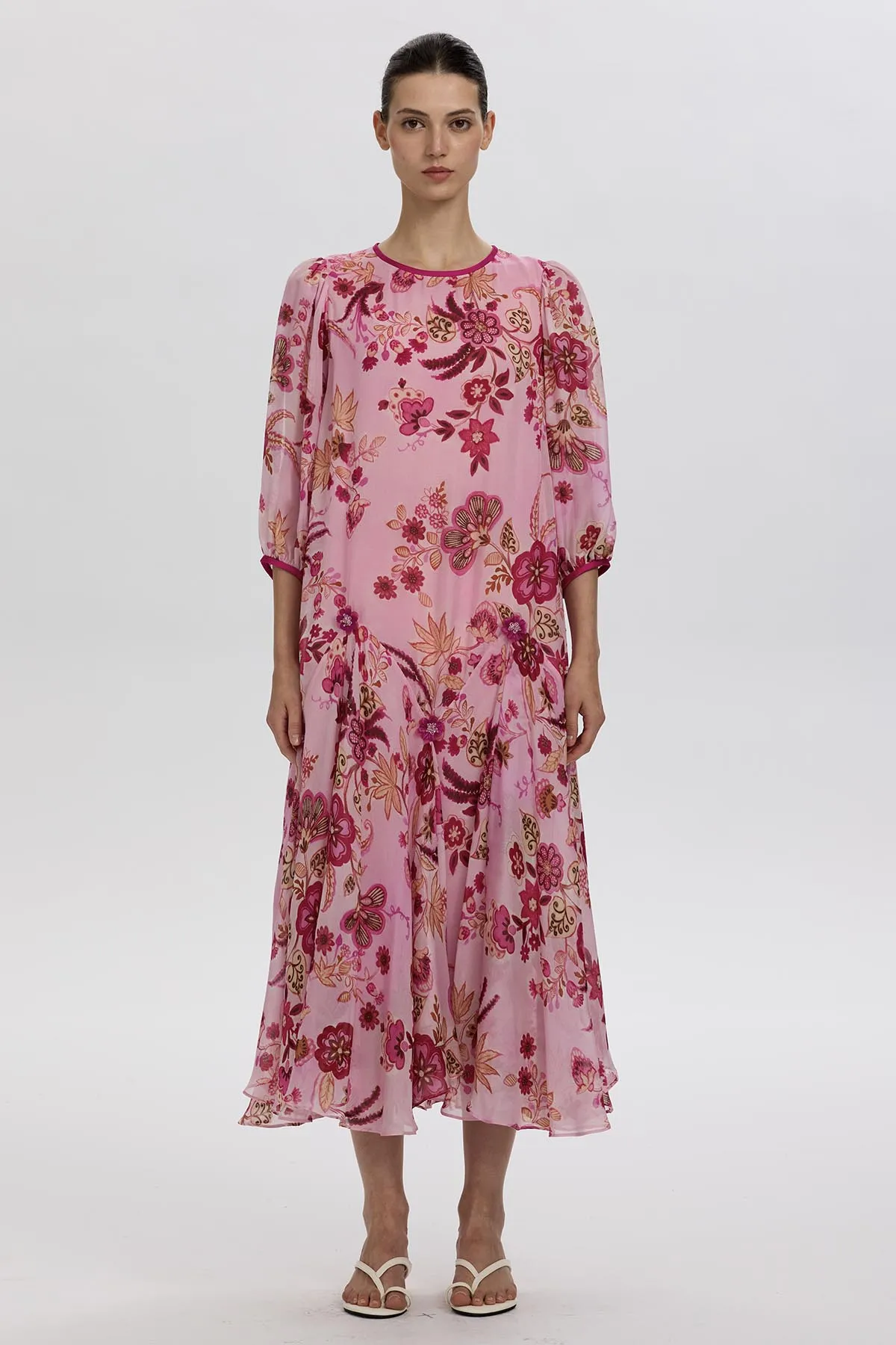 Bree Romantic Floral Silk Dress