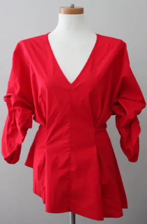 Bright Winter Asymetrical Red Blouse