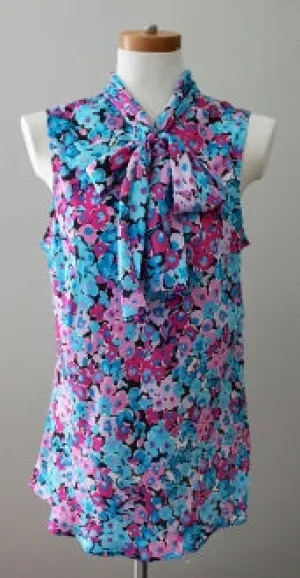 Bright Winter Multi Print Silky Blouse