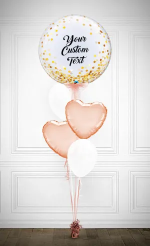 Bubbles Custom Text and Heart Balloon Bouquet -  PRE 0RDER 1day