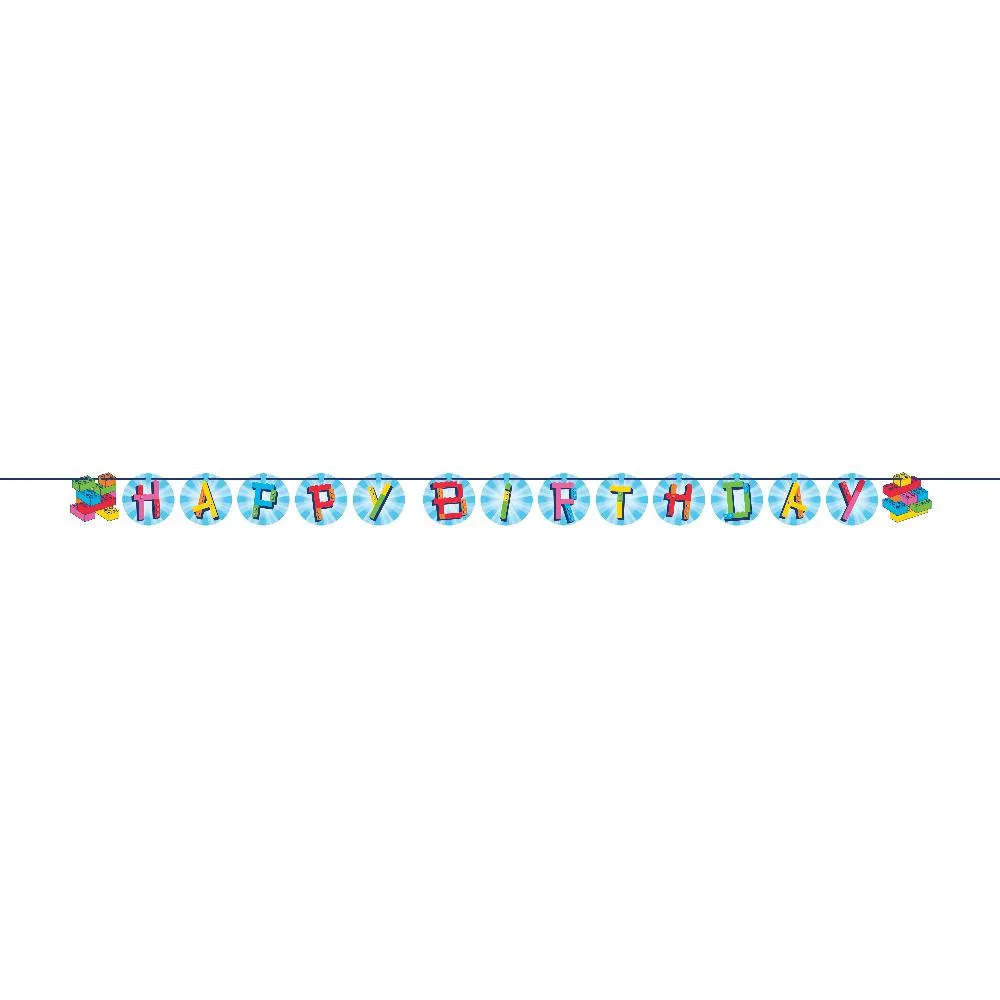 Bulk Block Bash "Happy Birthday" Toy Blocks Ribbon Banners (Case of 12)