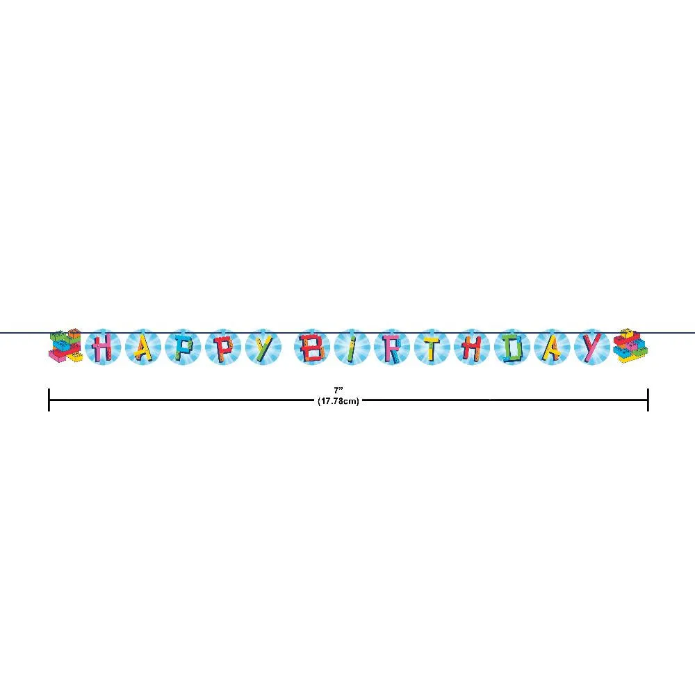 Bulk Block Bash "Happy Birthday" Toy Blocks Ribbon Banners (Case of 12)