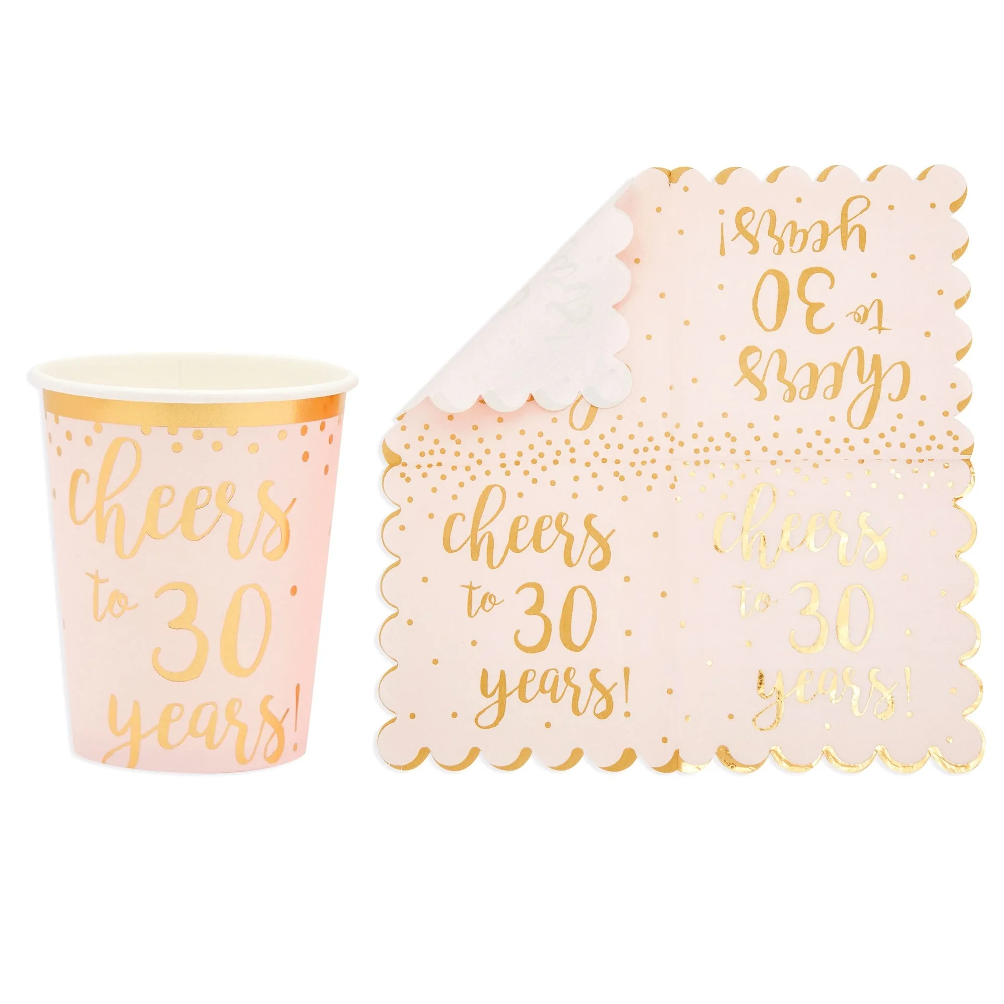 Cheers to 30 Years Birthday Decorations, Paper Plates, Napkins, Cups, Cutlery, Tablecloth, Balloons (Serves 24, 197 Pieces)
