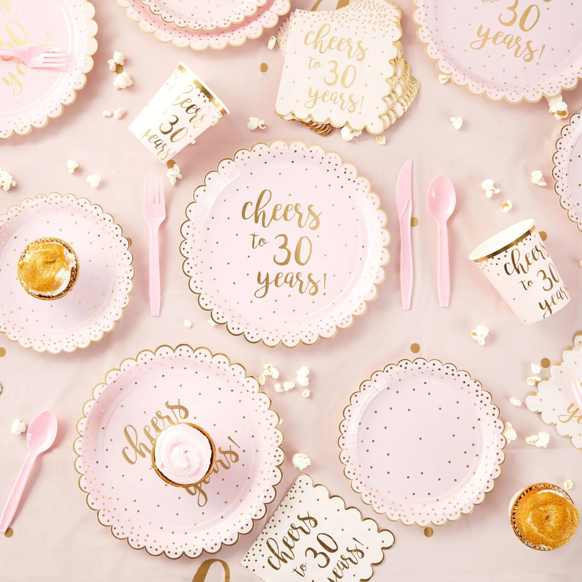 Cheers to 30 Years Birthday Decorations, Paper Plates, Napkins, Cups, Cutlery, Tablecloth, Balloons (Serves 24, 197 Pieces)