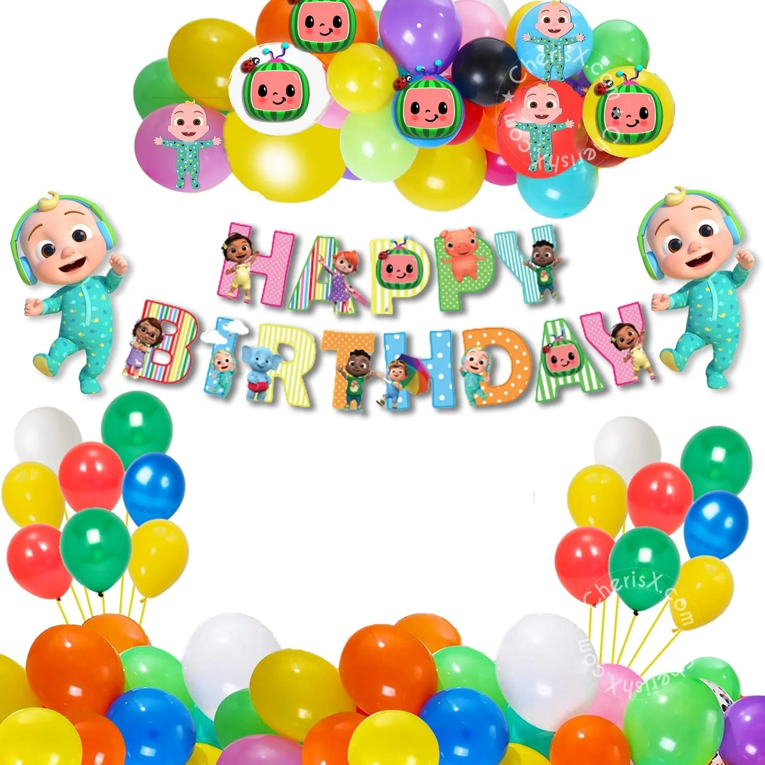 Cocomelon Kids Birthday 56 Pcs Decoration Items for Kids