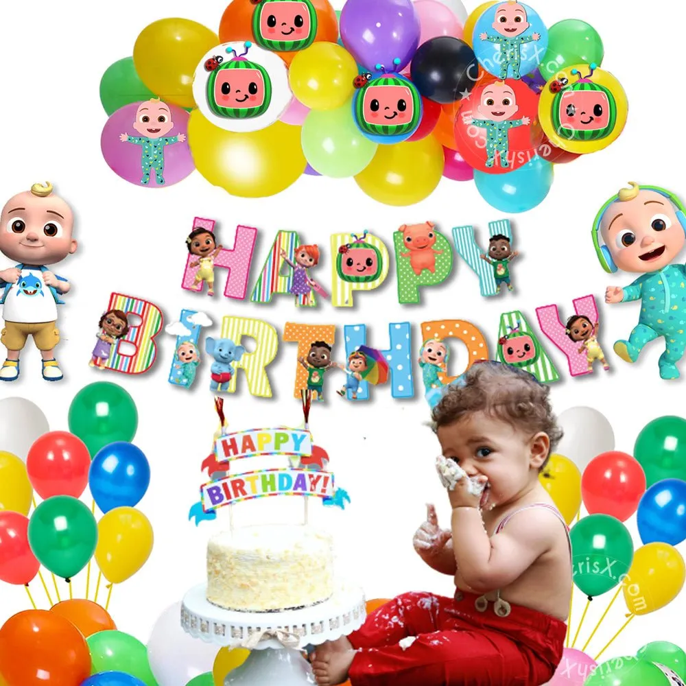 Cocomelon Kids Birthday 56 Pcs Decoration Items for Kids