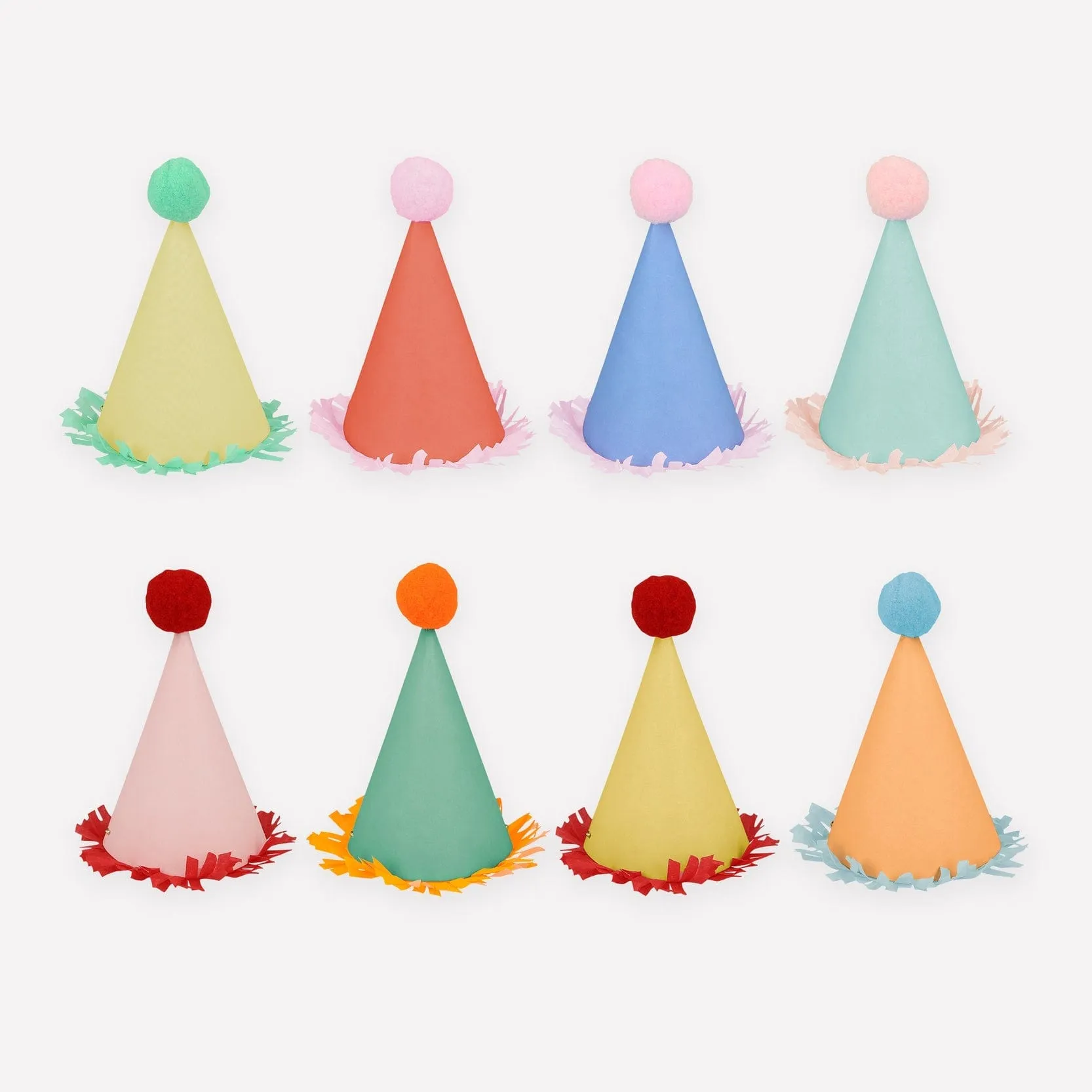 Colourful Mini Party Hats x 8