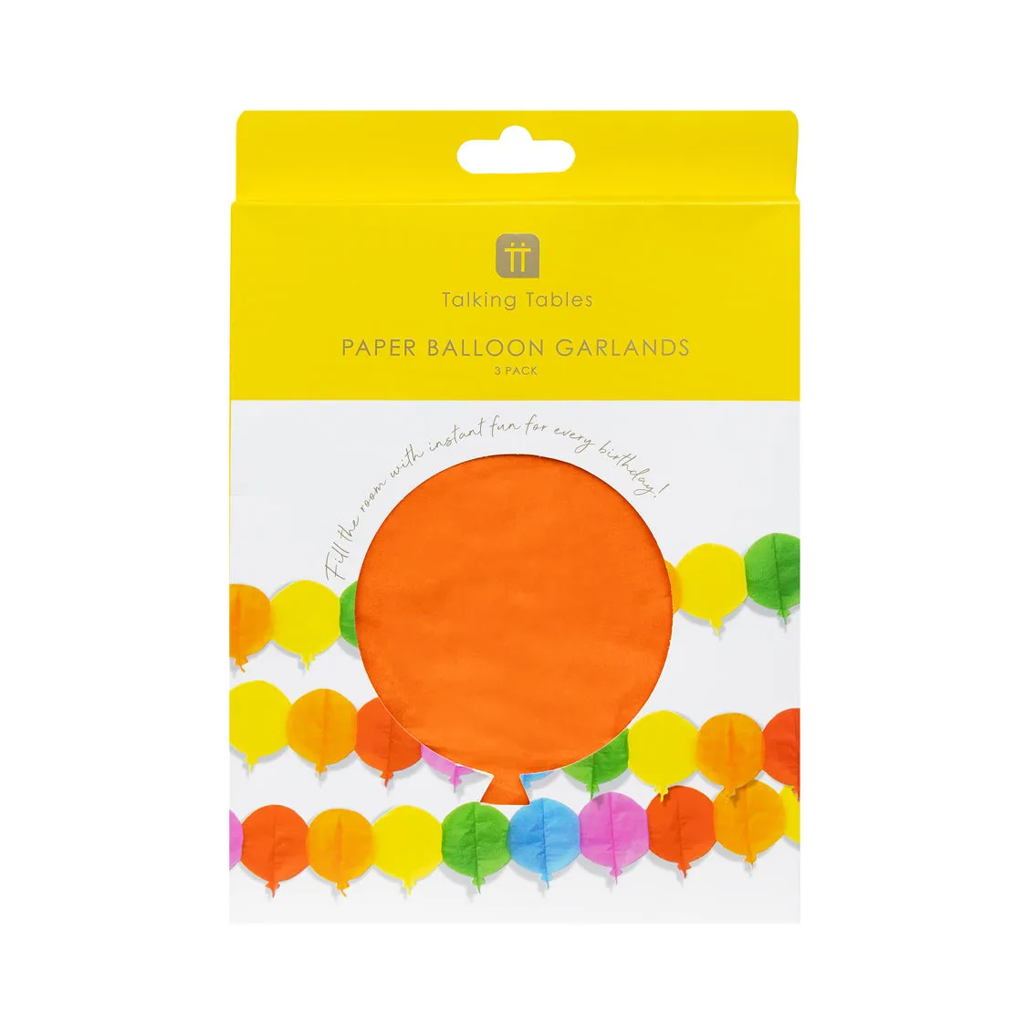 Colourful Paper Balloon Garland, 3m - 3 Pack