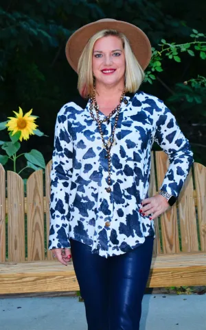 Cozy Cow Print Top