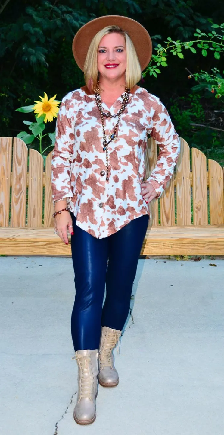 Cozy Cow Print Top