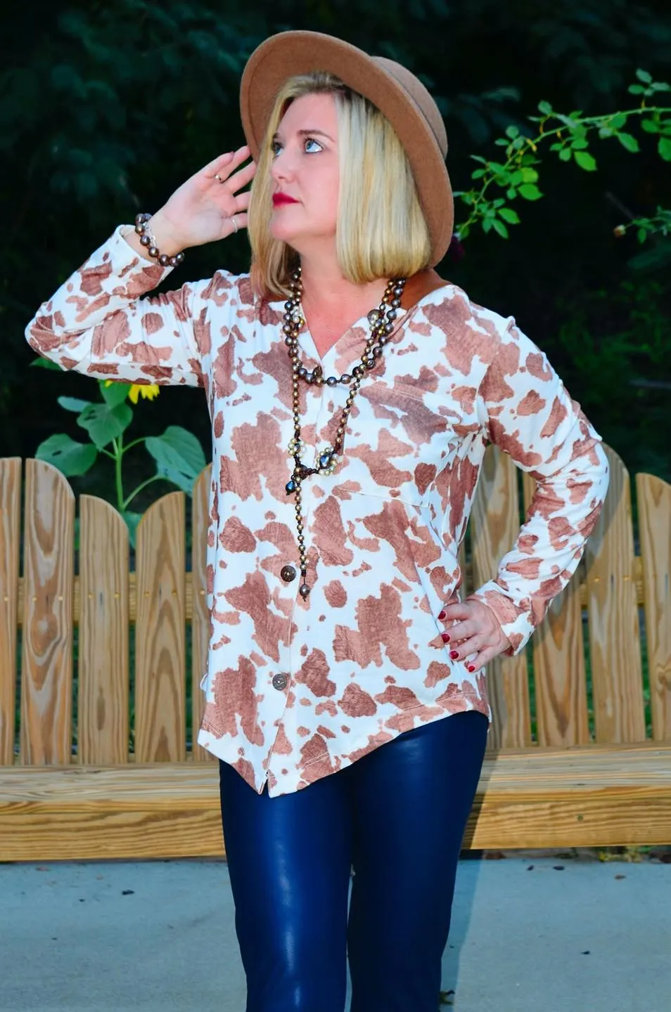Cozy Cow Print Top