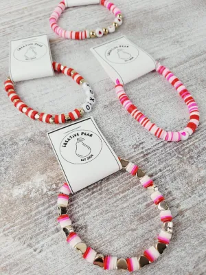 Creative Pear, Letterbead Clay Bracelets -Valentines Collection