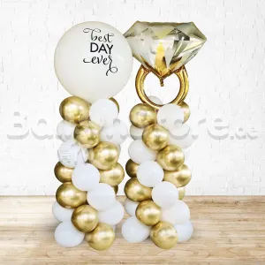 Custom Text - Engagement / Wedding / Will You Marry Me Balloon Pillar with 30inches Latex and Rings Foil as topper (Production date: 2-3days upon Ordering)
