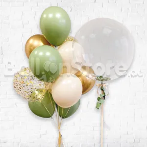 Custom Text Personalized Bubbles & Eucalyptus Confetti Balloon Bouquet Set PRE-ORDER 1DAY In Advance