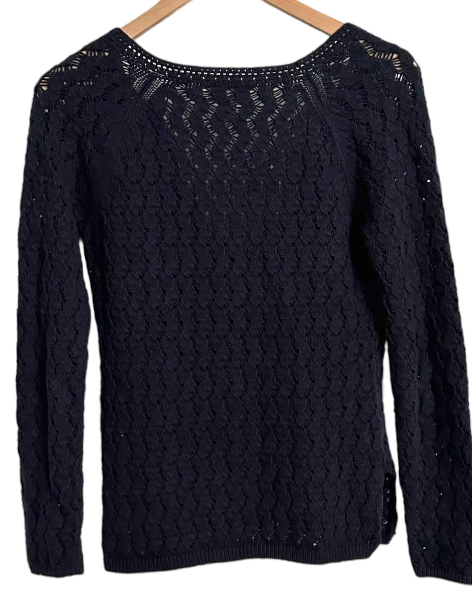 Dark Autumn Midnight Open-Knit Sweater