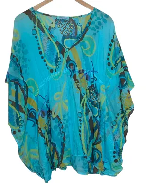 Dark Winter Aqua Print Cover-up