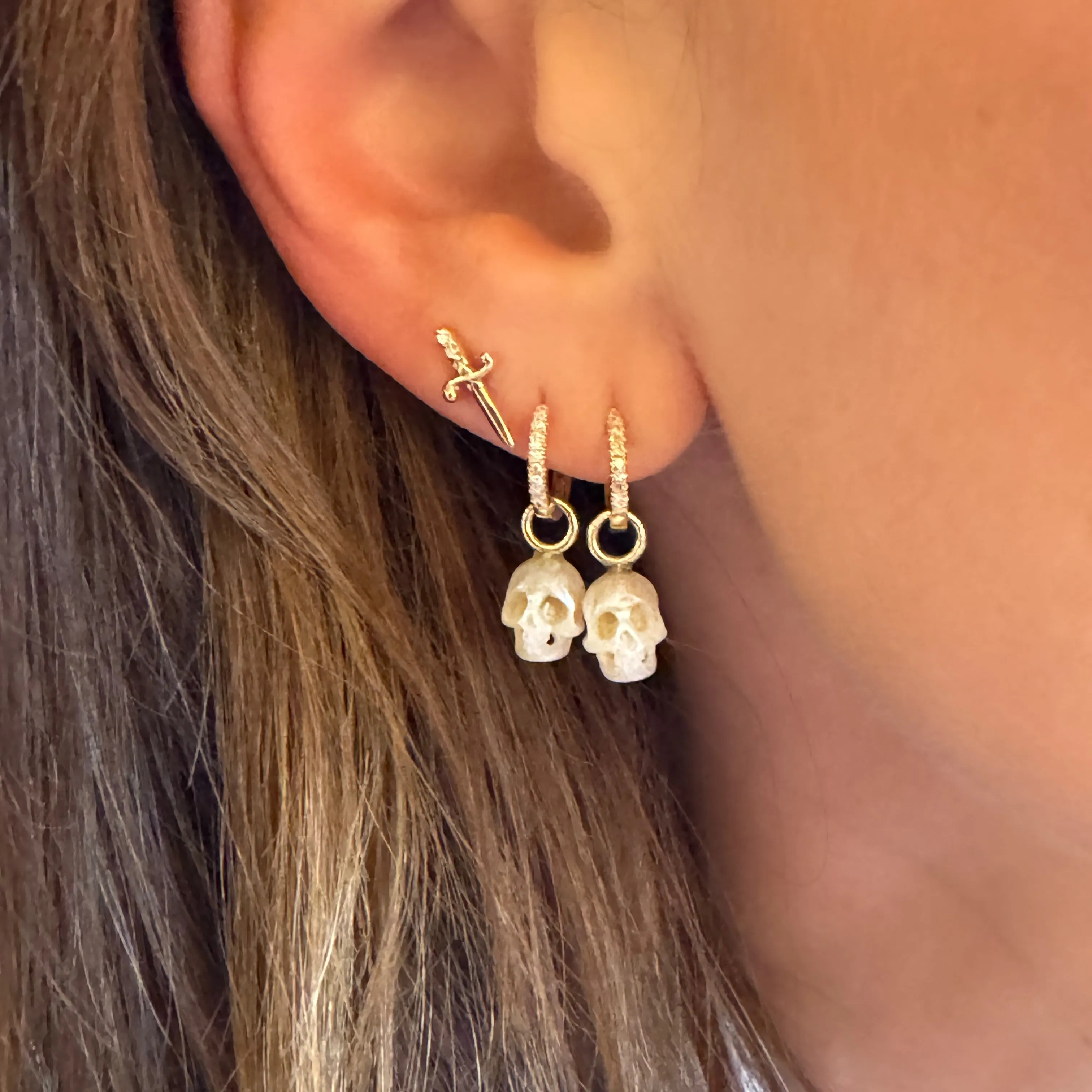 Diamond & Pearl Miniature Skull Huggies