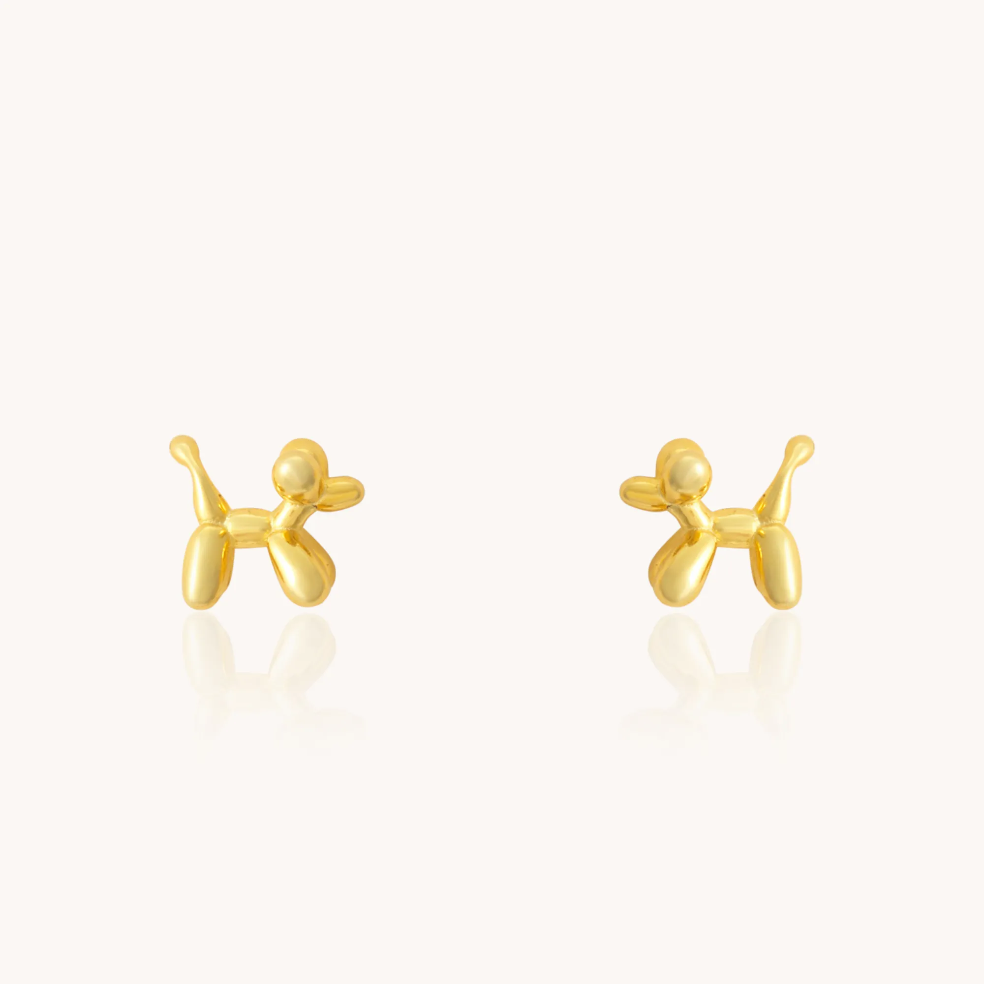 Dog Balloon Gold Stud Earrings W.