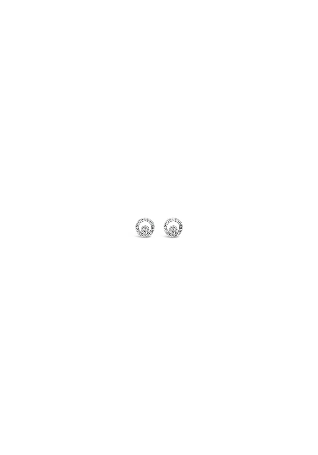 Earrng Floating Pave Stone Stud - Sliver