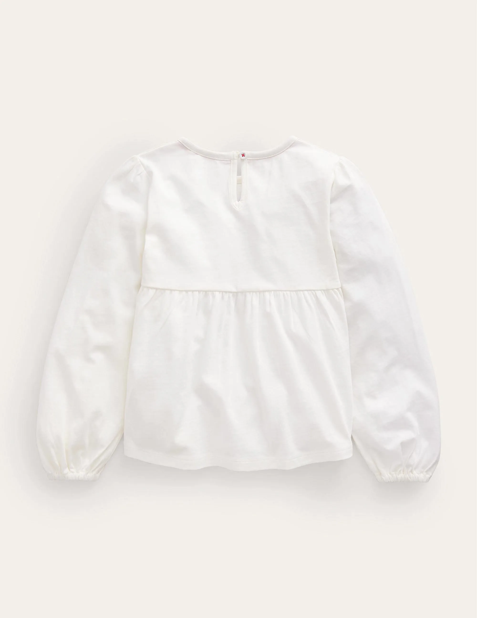Embroidered Jersey Top-Ivory Festive