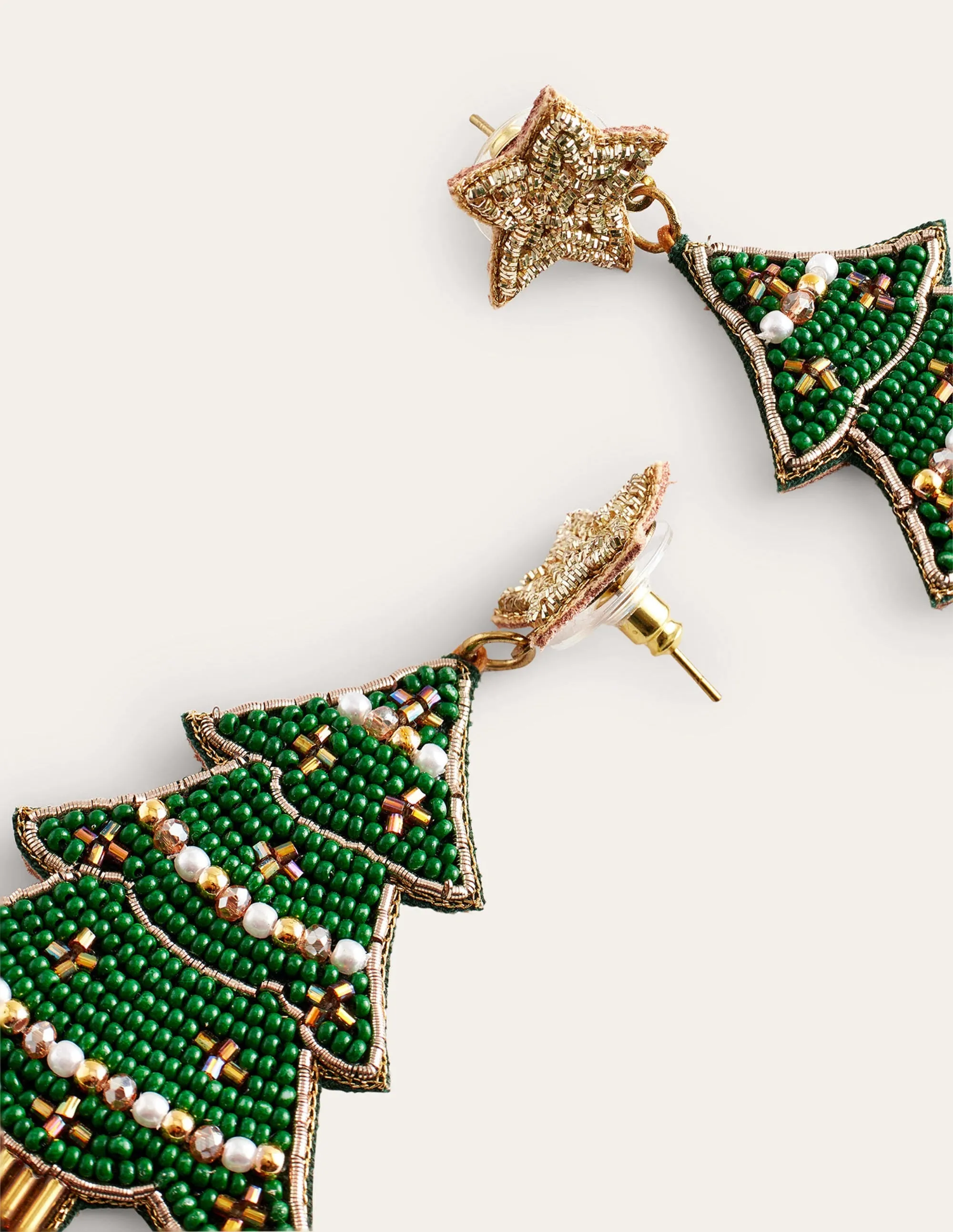 Festive Embellished Earrings-Christmas Tree