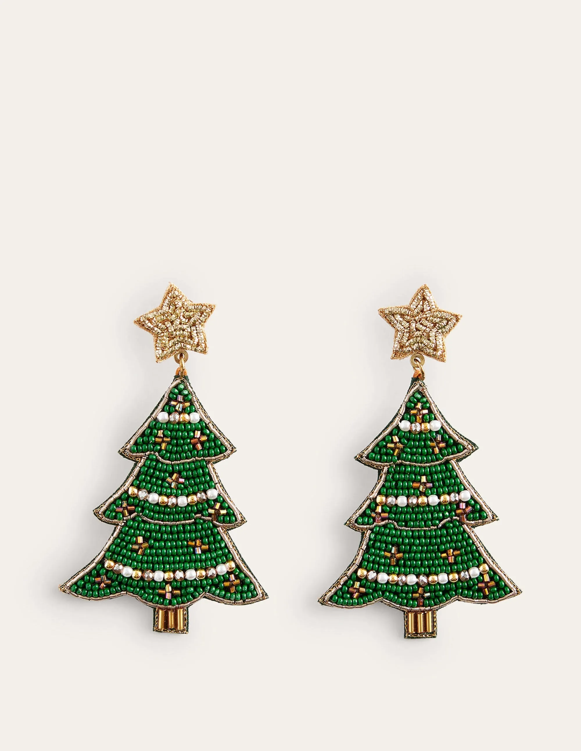 Festive Embellished Earrings-Christmas Tree