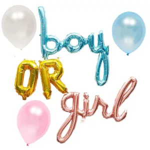 Gender Reveal Foil Party Balloons, Boy or Girl (19 Piece Set)