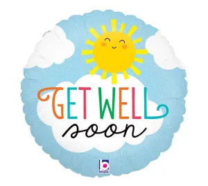 Get Well Soon Sun Glitter Holographic Mylar Balloon, 18" | 1 ct