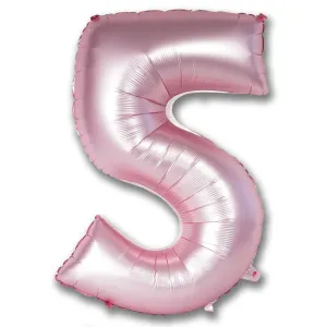Giant Chrome Light Pink Number Foil Balloon - 5