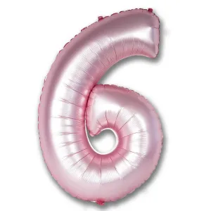 Giant Chrome Light Pink Number Foil Balloon - 6