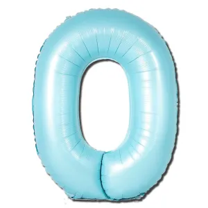 Giant Matte Light Blue Number Foil Balloon - 0