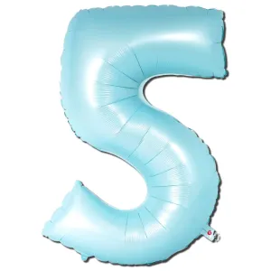 Giant Matte Light Blue Number Foil Balloon - 5