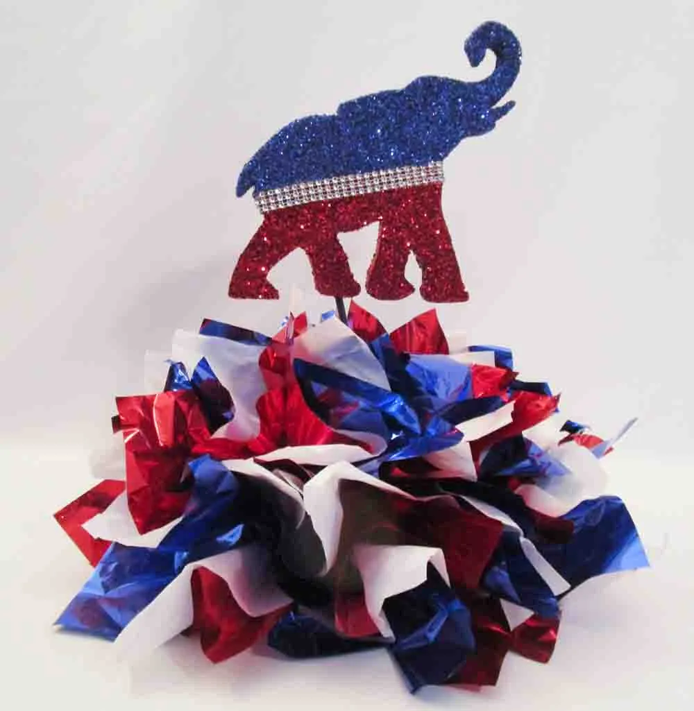 GOP Elephant on Metallic Tissue base