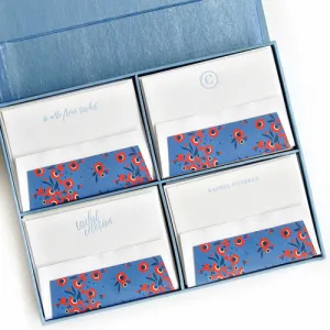 Grand Silk Stationery Box - Light Blue