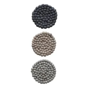 Handmade Wool Felt Ball Trivet, 3 Colors