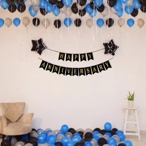 Happy Anniversary Decoration Blue & Black  49 Pcs - Decoration Items For Room