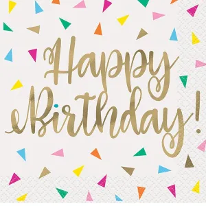 Happy Birthday Bright Confetti Print Napkins