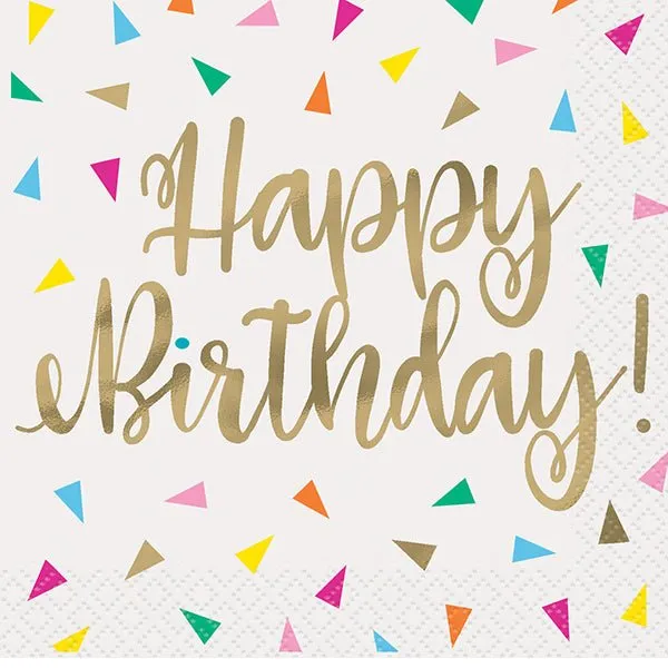Happy Birthday Bright Confetti Print Napkins