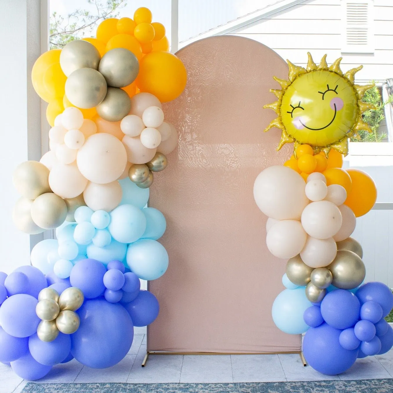 Here Comes the Son Balloon Arch - Blue and Golden Garland Kit