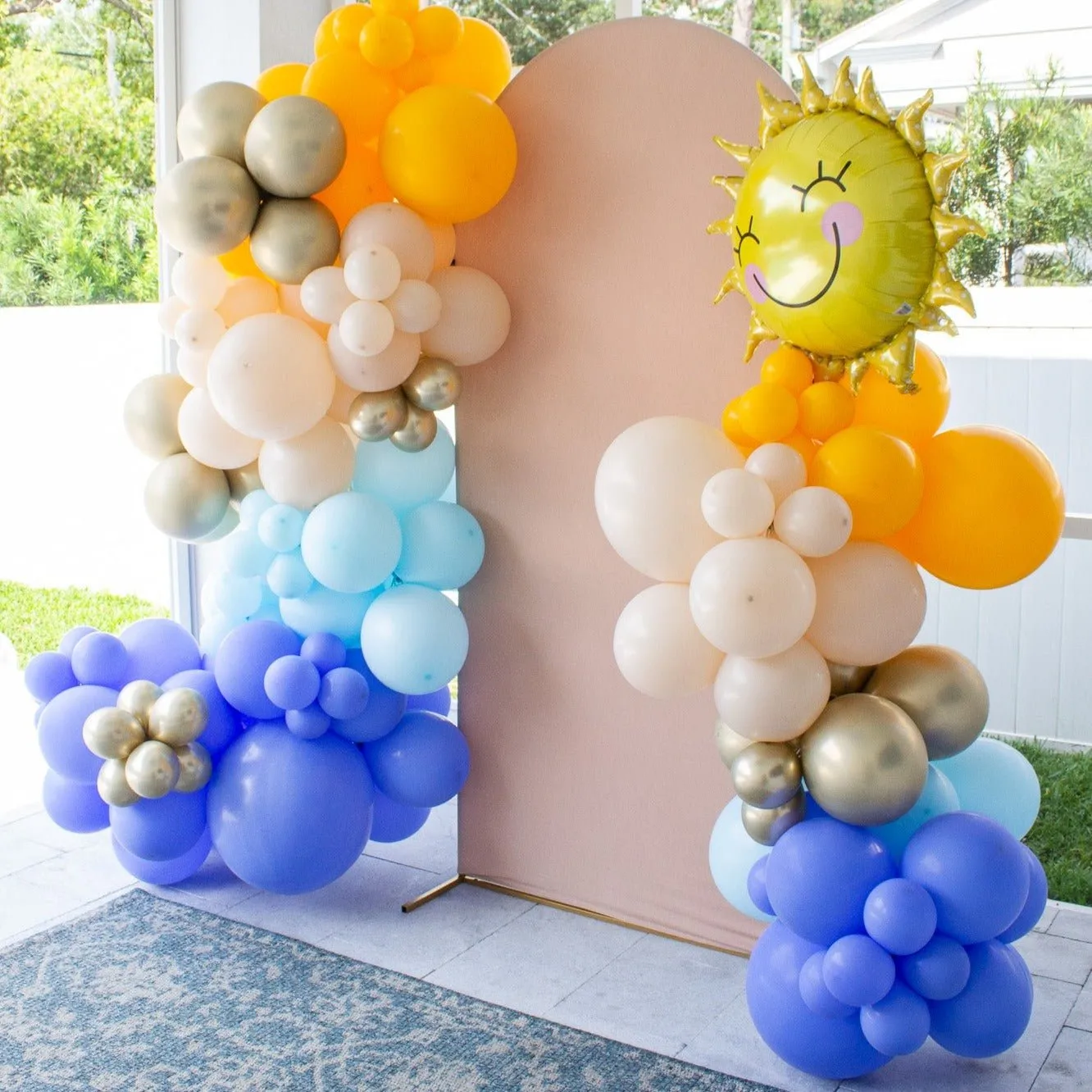 Here Comes the Son Balloon Arch - Blue and Golden Garland Kit