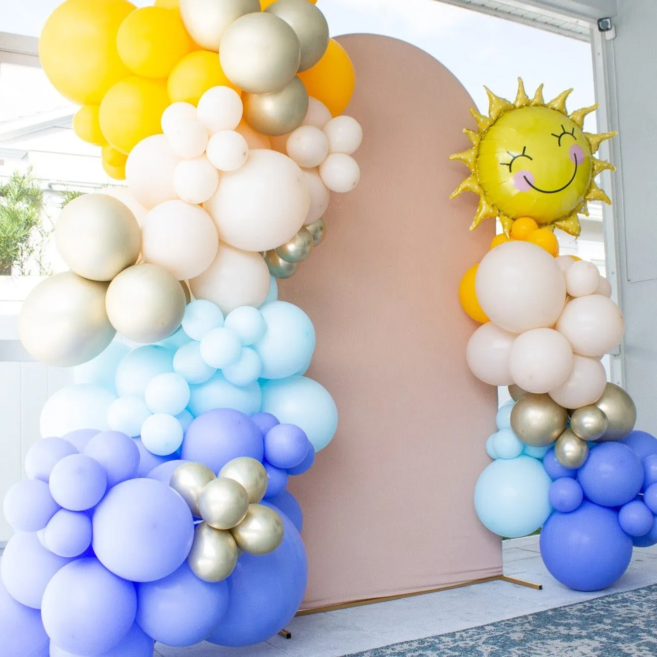 Here Comes the Son Balloon Arch - Blue and Golden Garland Kit