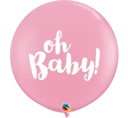 Jumbo Round 'oh baby!' Balloon - Light Pink