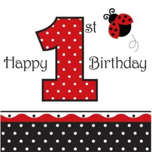 Ladybug Fancy 1st Bday Lunch Napkins